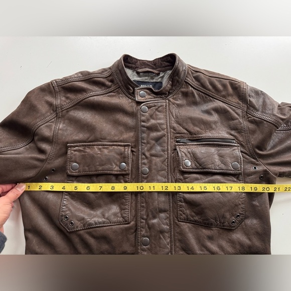 Lucky Brand Manx Cafe Racer Brown Leather Biker Moto Jacket Men's Size S - Picture 10 of 13